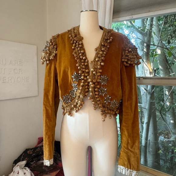 Vintage Brown Embellished Matador-Style Bolero Jacket Blazer